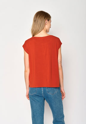Clay Red: Lässiges Shirt aus LENZING™ TENCEL™ Mix für Damen [16875]
