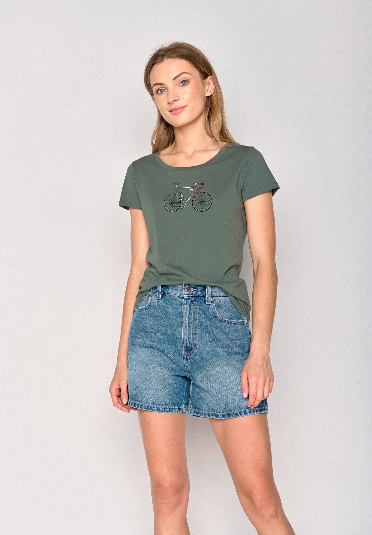 Grün:  Lässiges T-Shirt aus Bio-Baumwolle für Damen [16896]