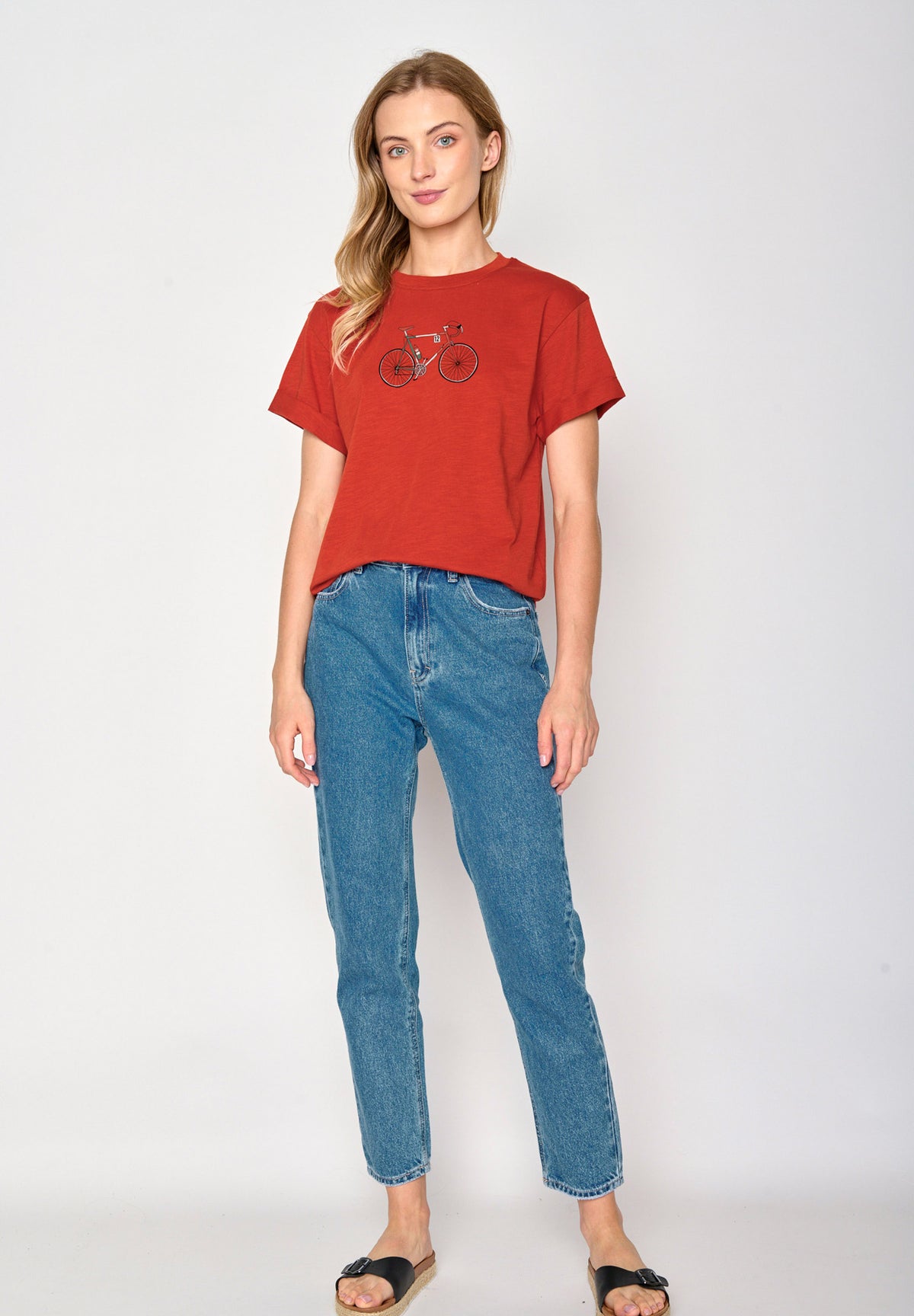 Rot:  Lässiges T-Shirt aus Bio-Baumwolle für Damen [16900]