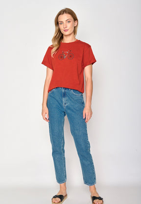 Rot:  Lässiges T-Shirt aus Bio-Baumwolle für Damen [16900]