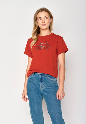 Clay Red: Lässiges T-Shirt aus Bio-Baumwolle für Damen [16901]