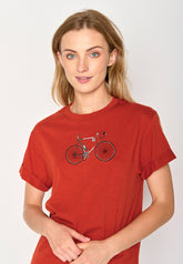Rot:  Lässiges T-Shirt aus Bio-Baumwolle für Damen [16903]