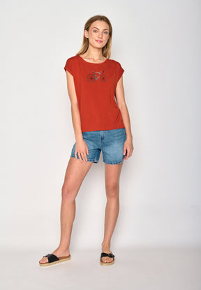 Clay Red: Lässiges Shirt aus LENZING™ TENCEL™ Mix für Damen [16905]