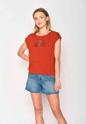 Clay Red: Lässiges Shirt aus LENZING™ TENCEL™ Mix für Damen [16906]