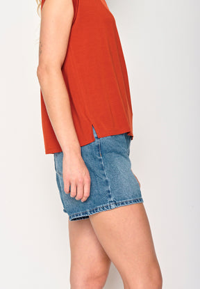 Clay Red: Lässiges Shirt aus LENZING™ TENCEL™ Mix für Damen [16909]