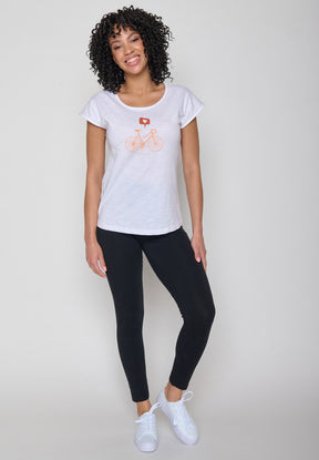 Weiß:  Sportliches T-Shirt aus Bio-Baumwolle für Damen [16918]