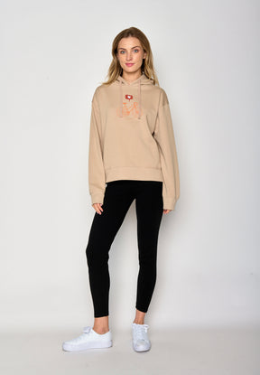 Latte: Gemütlicher Hoodie aus Bio-Baumwoll Mix für Damen [16922]