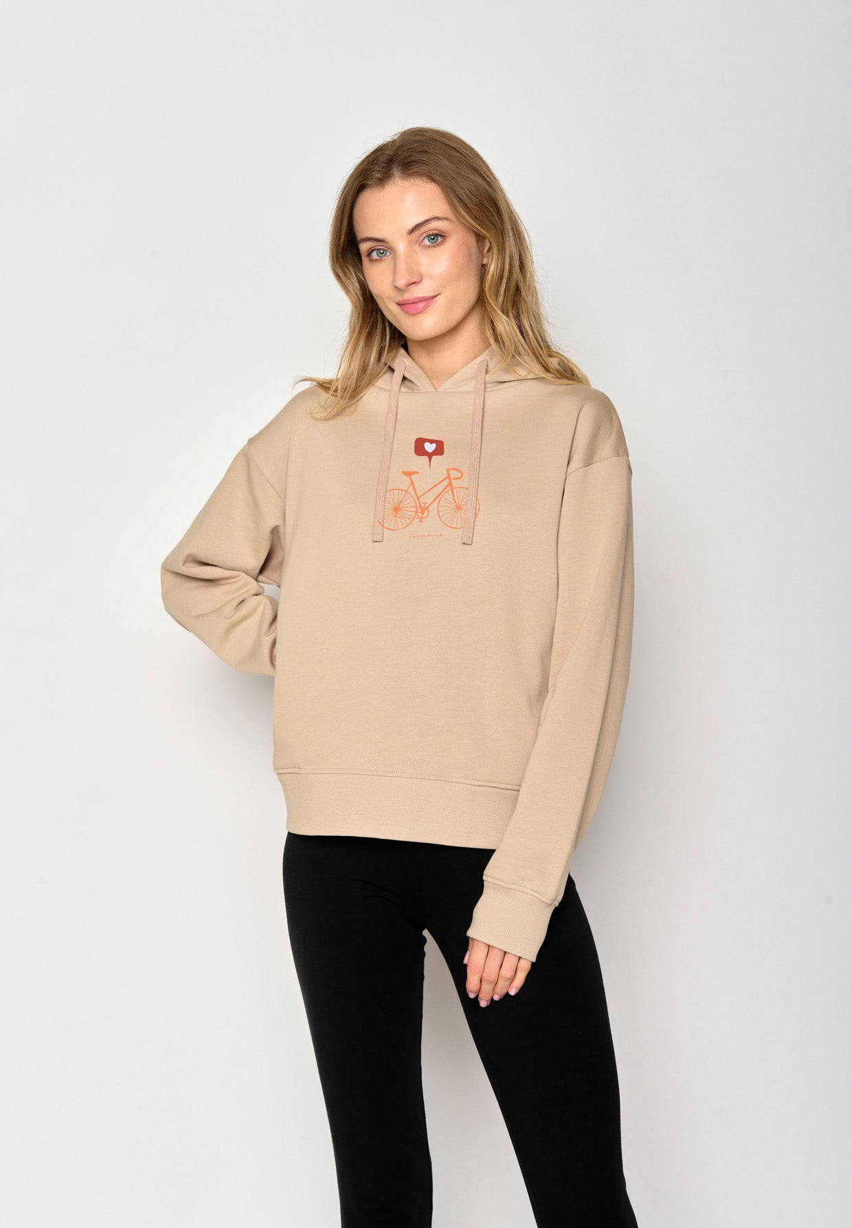 Latte: Gemütlicher Hoodie aus Bio-Baumwoll Mix für Damen [16923]