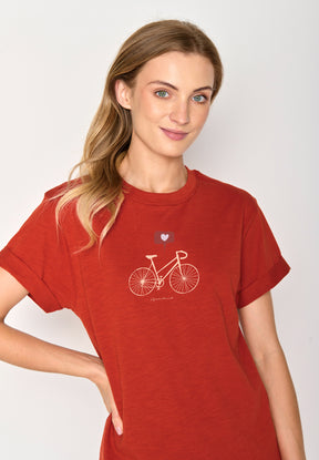 Clay Red: Lässiges T-Shirt aus Bio-Baumwolle für Damen [16936]