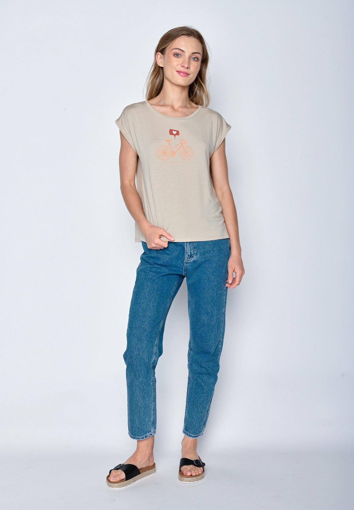 Latte: Lässiges Shirt aus LENZING™ TENCEL™ Mix für Damen [16938]