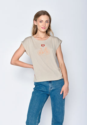 Latte: Lässiges Shirt aus LENZING™ TENCEL™ Mix für Damen [16939]
