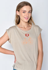 Braun:  Lässiges Shirt aus LENZING™ TENCEL™ Mix für Damen [16941]