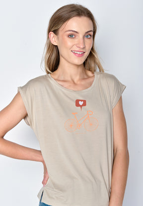Latte: Lässiges Shirt aus LENZING™ TENCEL™ Mix für Damen [16941]