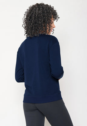 Navy: Gemütliches Sweatshirt aus Bio-Baumwolle für Damen [16945]