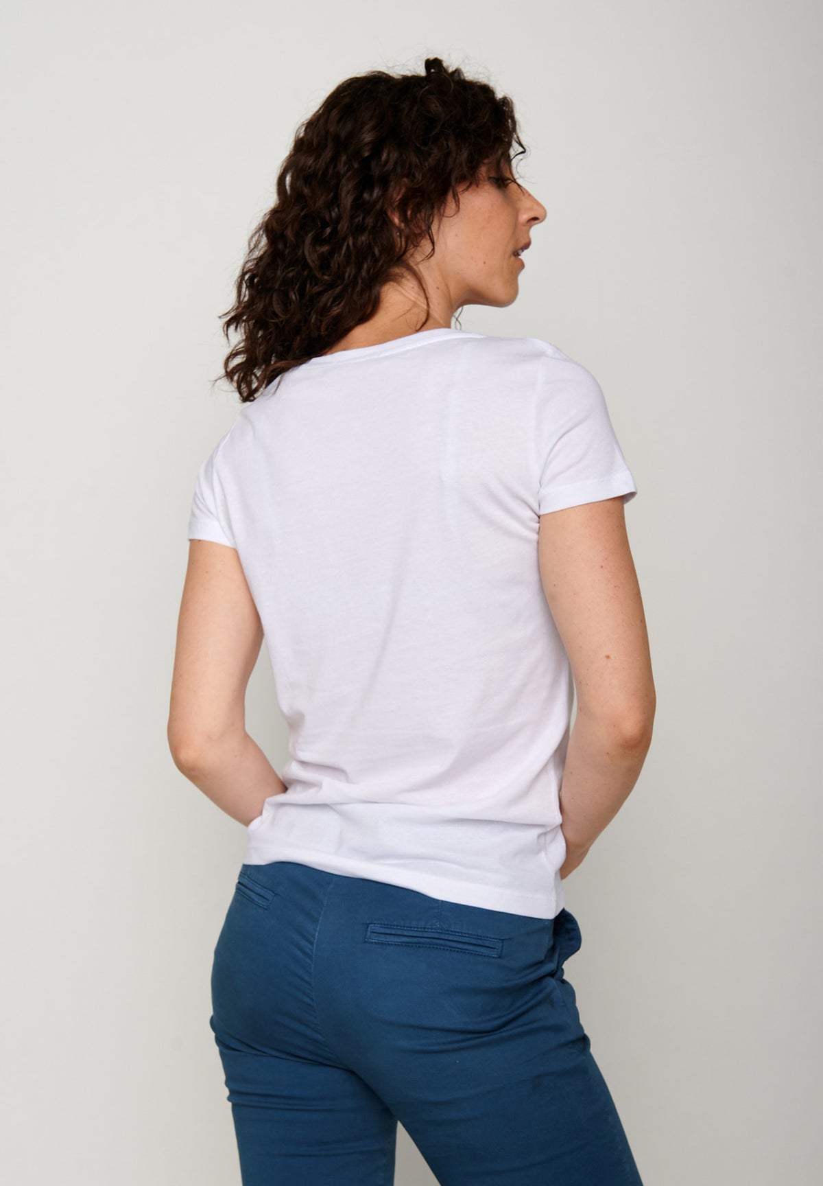 Weiß:  Lässiges T-Shirt aus Bio-Baumwolle für Damen [16960]