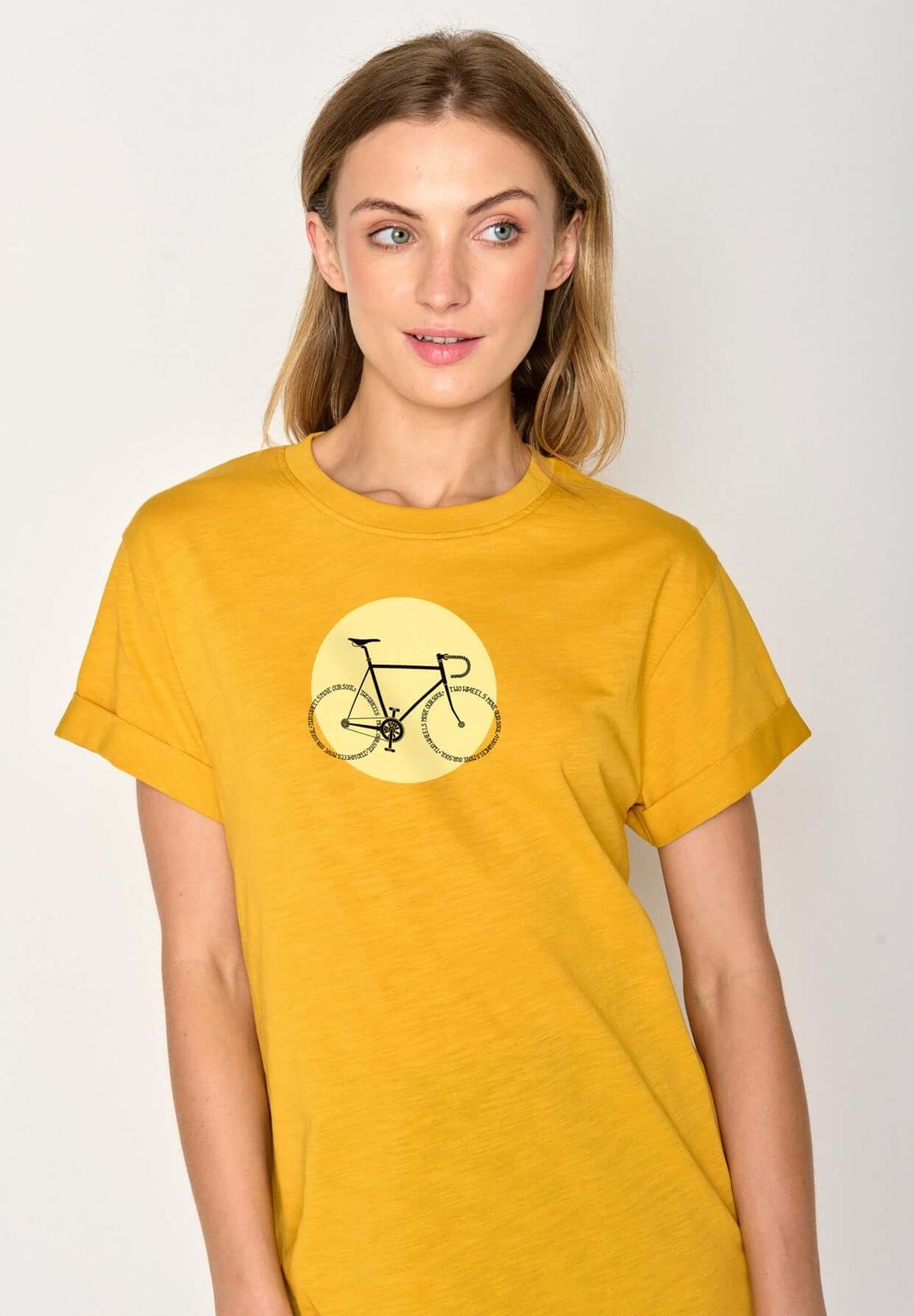 Gelb:  Lässiges T-Shirt aus Bio-Baumwolle für Damen [16967]
