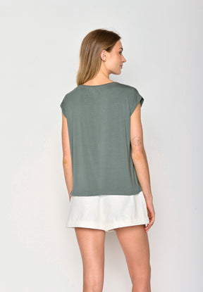 Dirty Olive: Lässiges Shirt aus LENZING™ TENCEL™ Mix für Damen [16971]