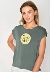 Grün:  Lässiges Shirt aus LENZING™ TENCEL™ Mix für Damen [16972]