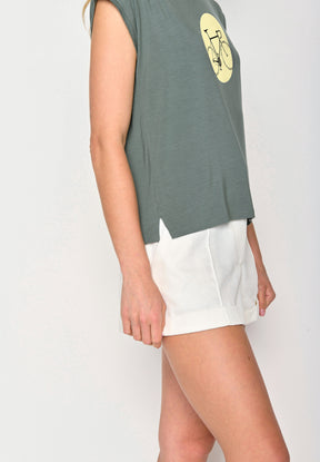 Dirty Olive: Lässiges Shirt aus LENZING™ TENCEL™ Mix für Damen [16973]