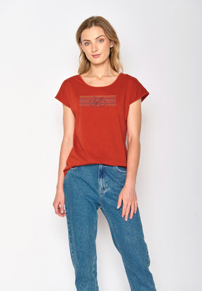 Clay Red: Lässiges T-Shirt aus Bio-Baumwolle für Damen [16982]