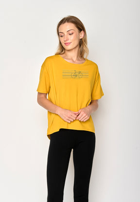 Golden Yellow: Lässiges T-Shirt aus Bio-Baumwoll-Mix für Damen [16987]