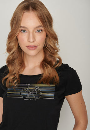 Black: Sportliches T-Shirt aus Bio-Baumwolle für Damen [16997]