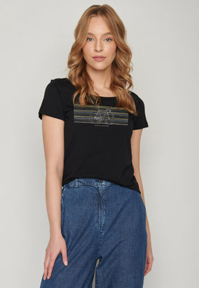 Black: Sportliches T-Shirt aus Bio-Baumwolle für Damen [16998]