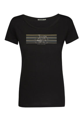 Schwarz:  Lässiges T-Shirt aus Bio-Baumwolle für Damen [17001]