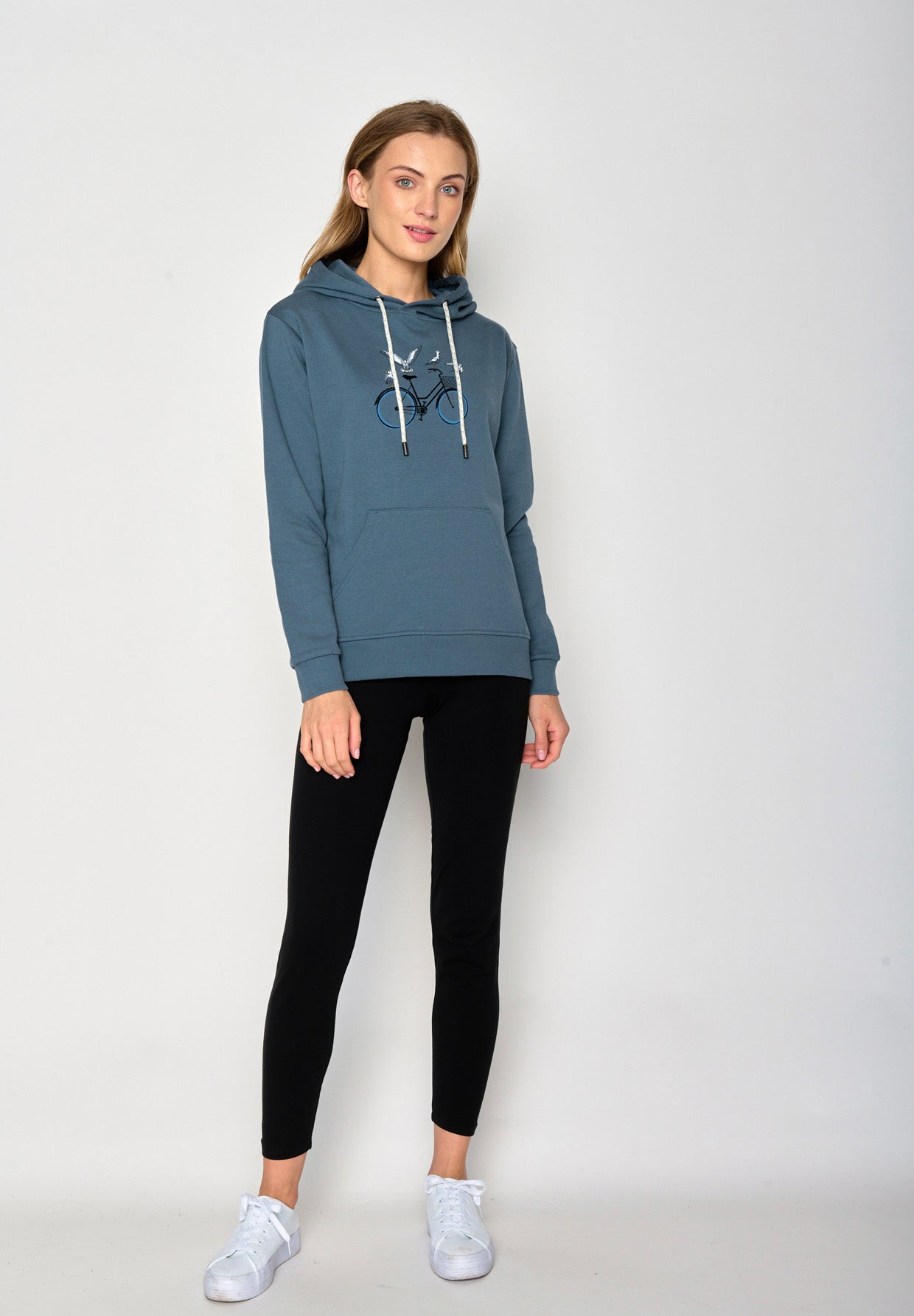 Blau:  Gemütlicher Hoodie aus Bio-Baumwolle für Damen [17014]