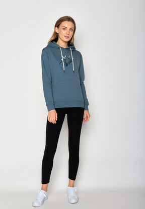 Blau:  Gemütlicher Hoodie aus Bio-Baumwolle für Damen [17014]