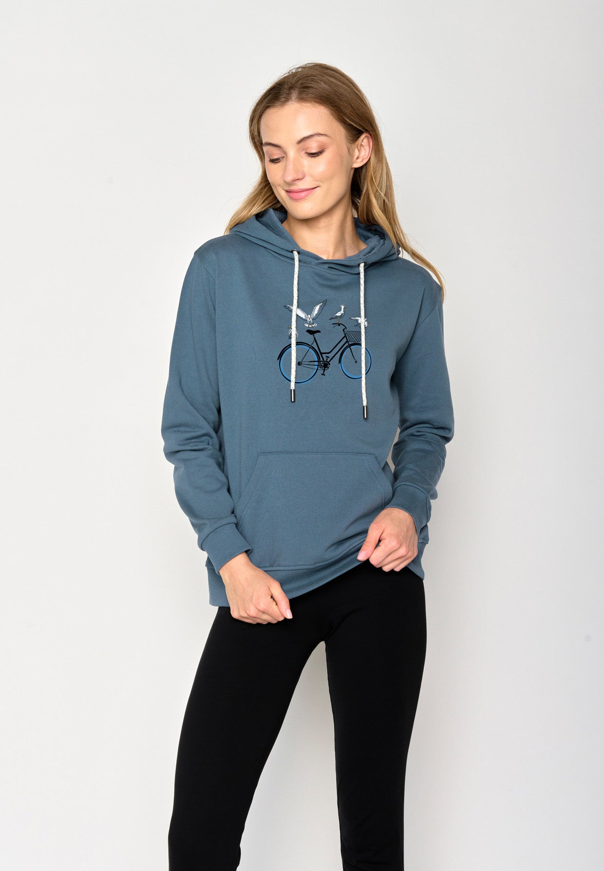 Blau:  Gemütlicher Hoodie aus Bio-Baumwolle für Damen [17015]