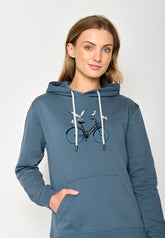 Blau:  Gemütlicher Hoodie aus Bio-Baumwolle für Damen [17017]