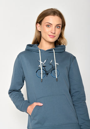 Blau:  Gemütlicher Hoodie aus Bio-Baumwolle für Damen [17017]
