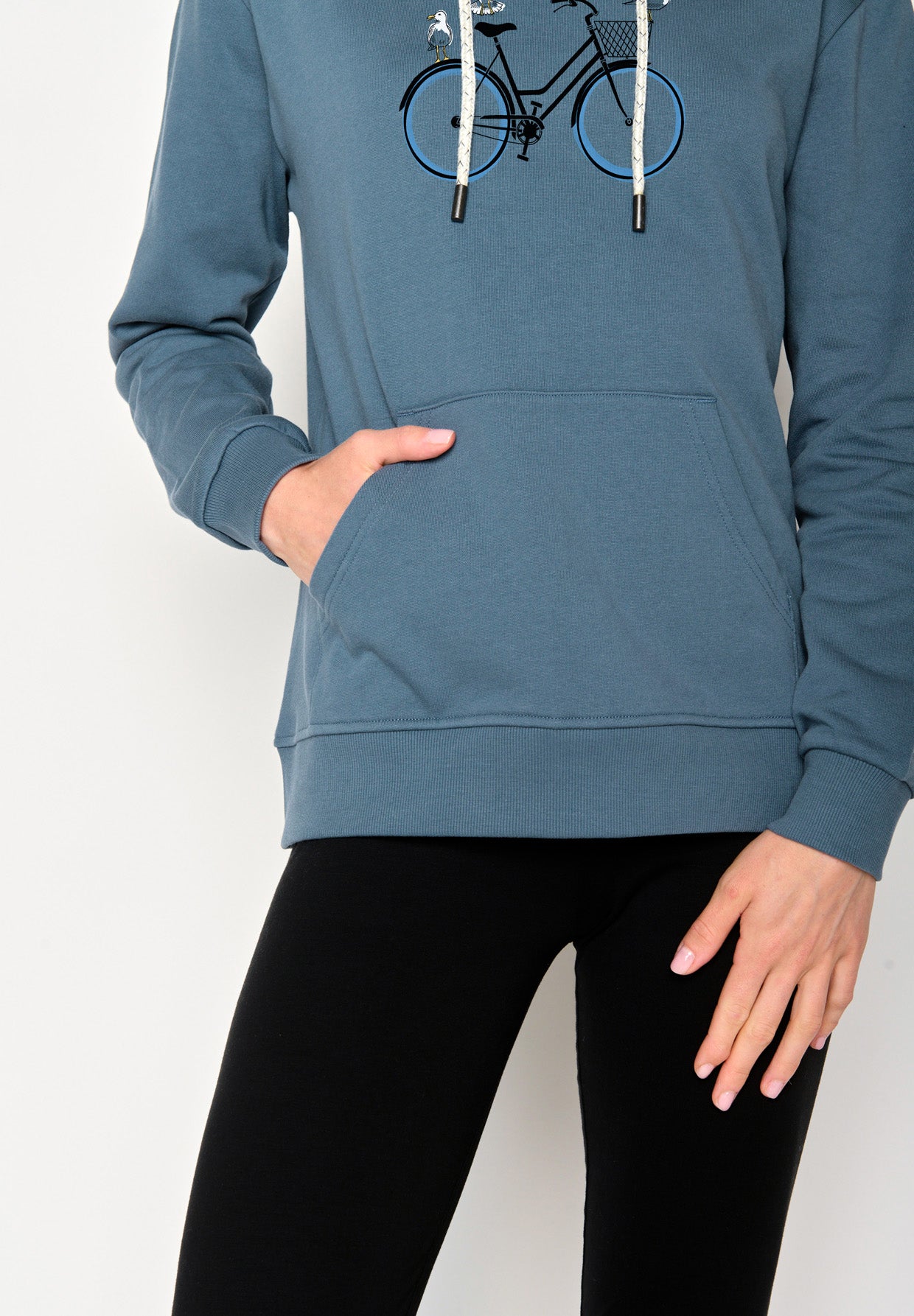 Blau:  Gemütlicher Hoodie aus Bio-Baumwolle für Damen [17018]
