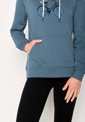 Blau:  Gemütlicher Hoodie aus Bio-Baumwolle für Damen [17018]