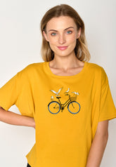 Gelb:  Lässiges T-Shirt aus Bio-Baumwoll Mix für Damen [17023]