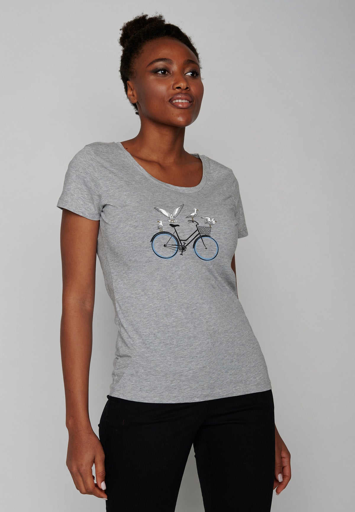 Heather Grey: Lässiges T-Shirt aus Bio-Baumwolle für Damen [17024]