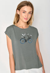 Grün:  Lässiges Shirt aus LENZING™ TENCEL™ Mix für Damen [17032]
