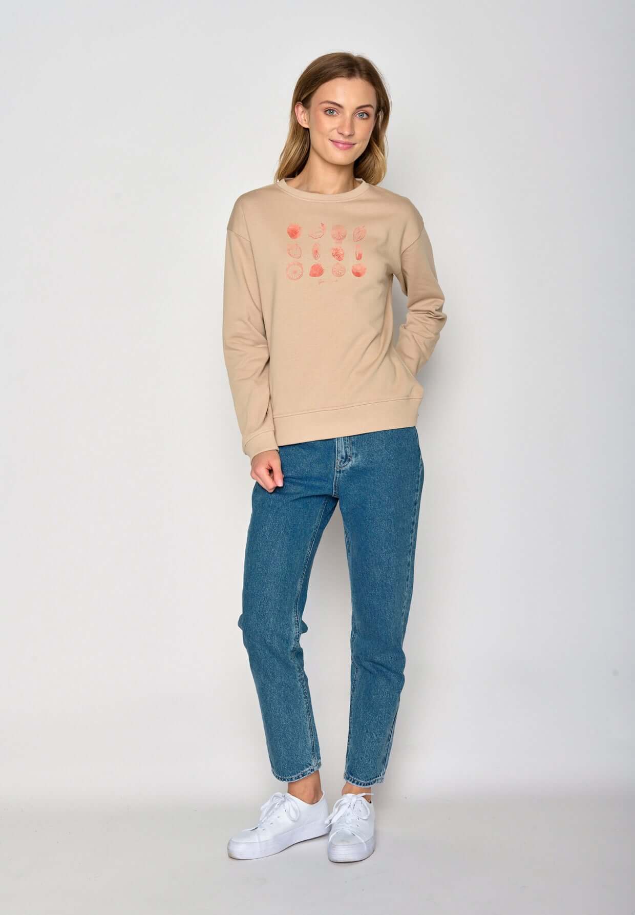 Braun:  Gemütliches Sweatshirt aus Bio-Baumwolle für Damen [17035]