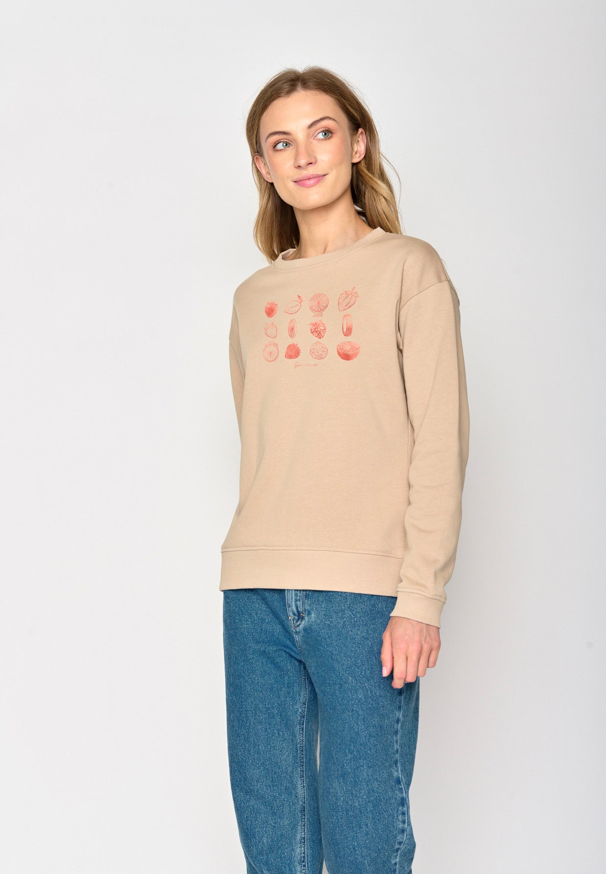 Latte: Gemütliches Sweatshirt aus Bio-Baumwolle für Damen [17036]