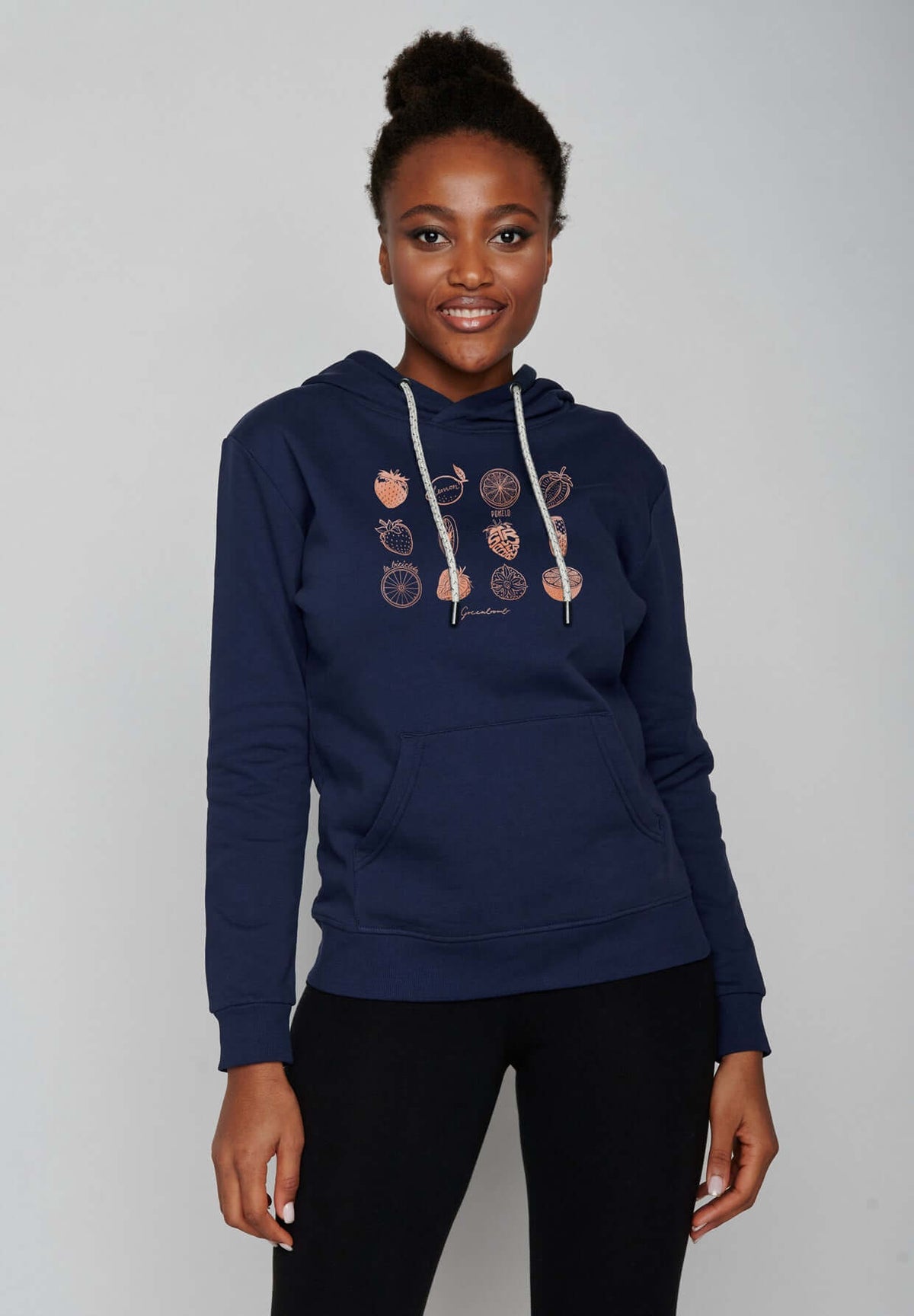 Blau:  Gemütlicher Hoodie aus Bio-Baumwolle für Damen [17040]