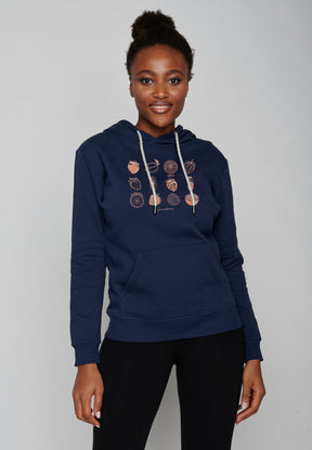 Navy: Gemütlicher Hoodie aus Bio-Baumwolle für Damen [17040]