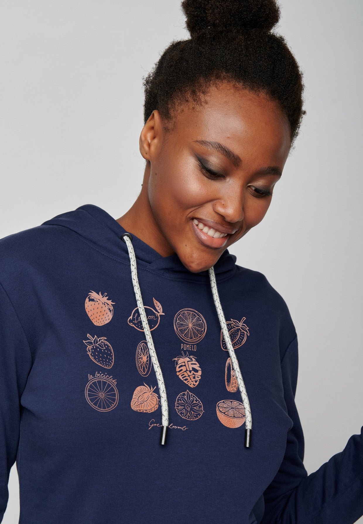 Navy: Gemütlicher Hoodie aus Bio-Baumwolle für Damen [17042]