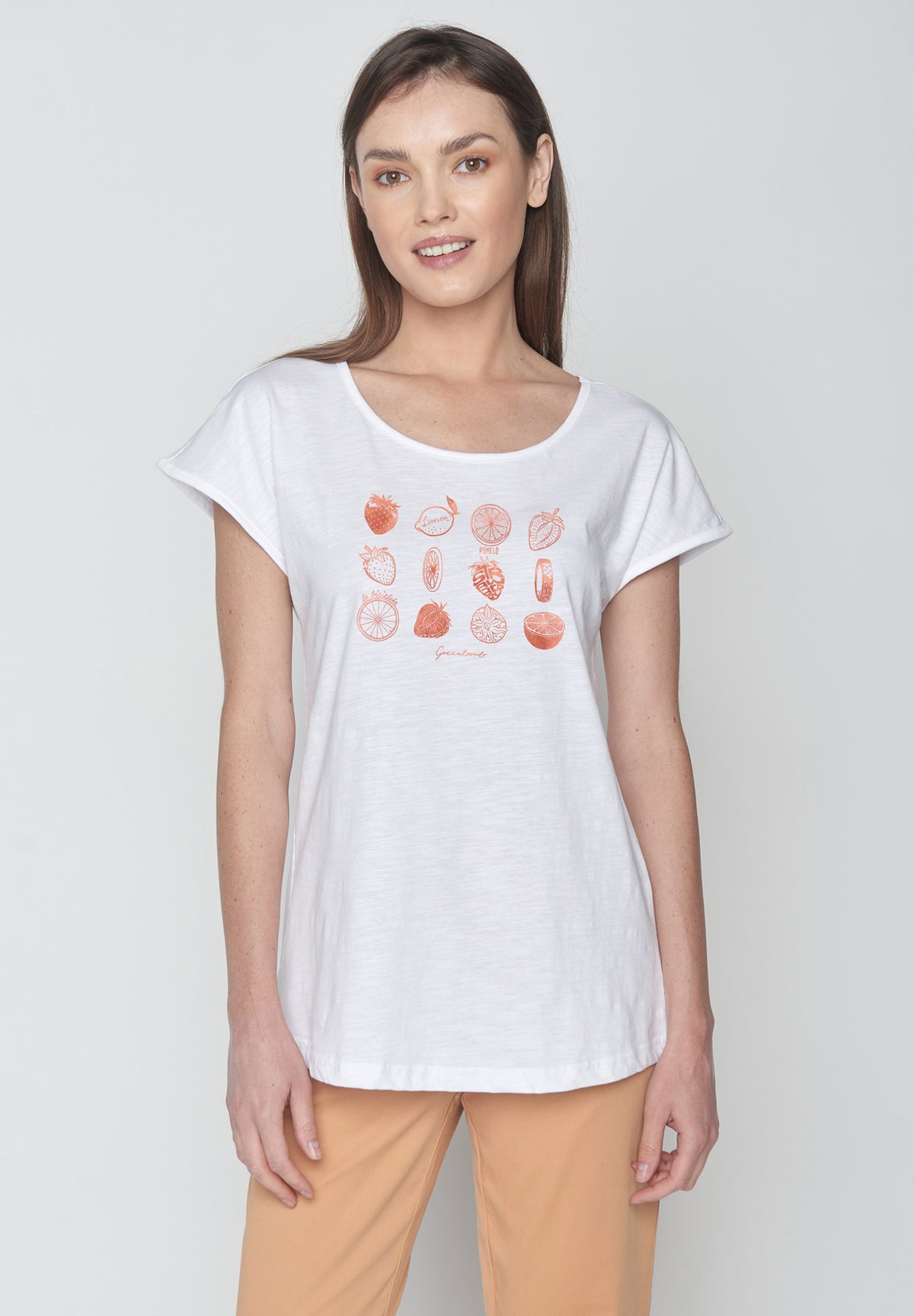 Weiß:  Sportliches T-Shirt aus Bio-Baumwolle für Damen [17044]