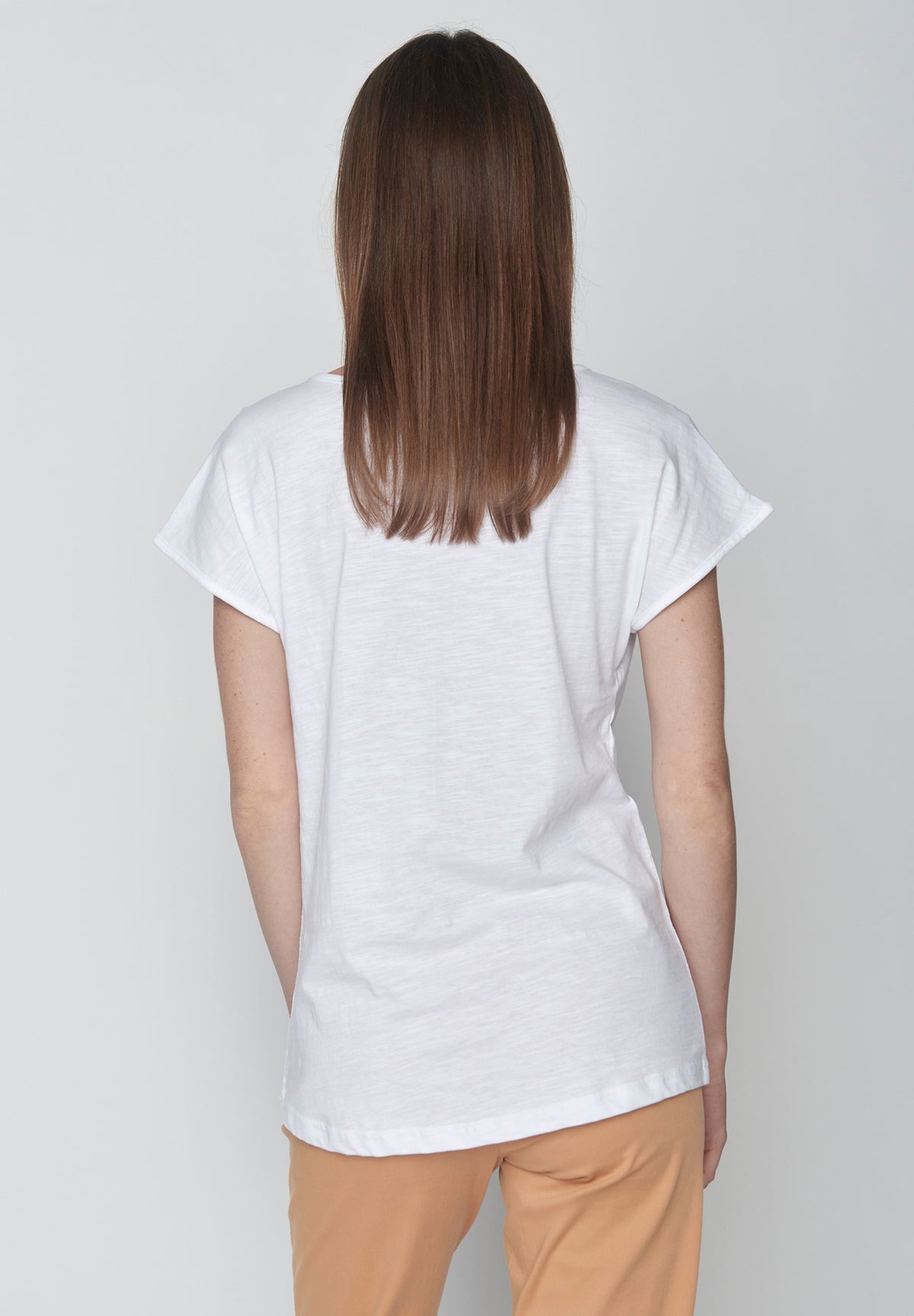 Weiß:  Sportliches T-Shirt aus Bio-Baumwolle für Damen [17045]