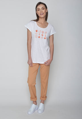Weiß:  Sportliches T-Shirt aus Bio-Baumwolle für Damen [17046]