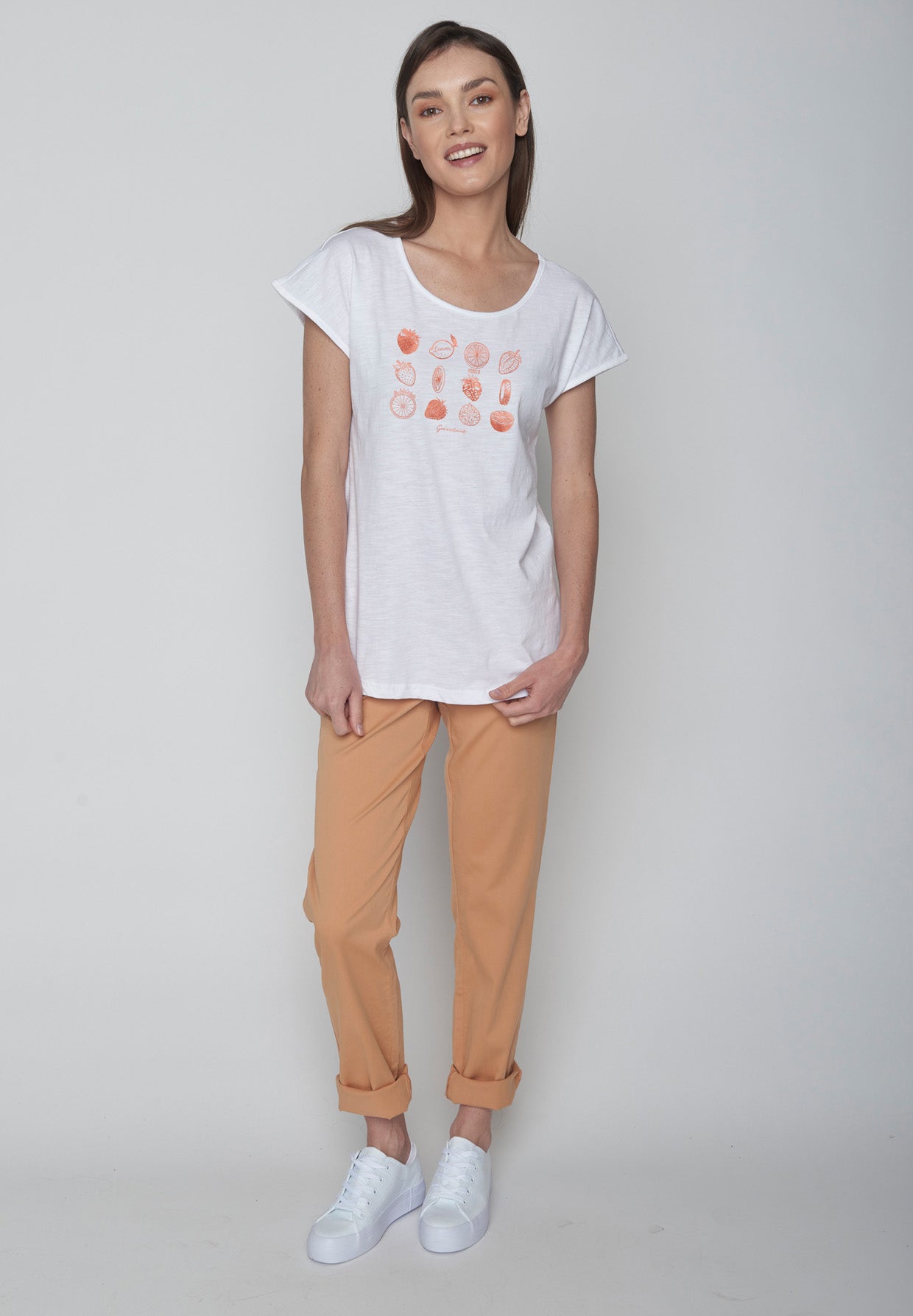 White: Sportliches T-Shirt aus Bio-Baumwolle für Damen [17046]