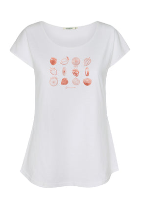 Weiß:  Sportliches T-Shirt aus Bio-Baumwolle für Damen [17047]