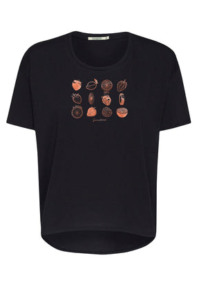 Schwarz:  Lässiges T-Shirt aus Bio-Baumwoll Mix für Damen [17048]