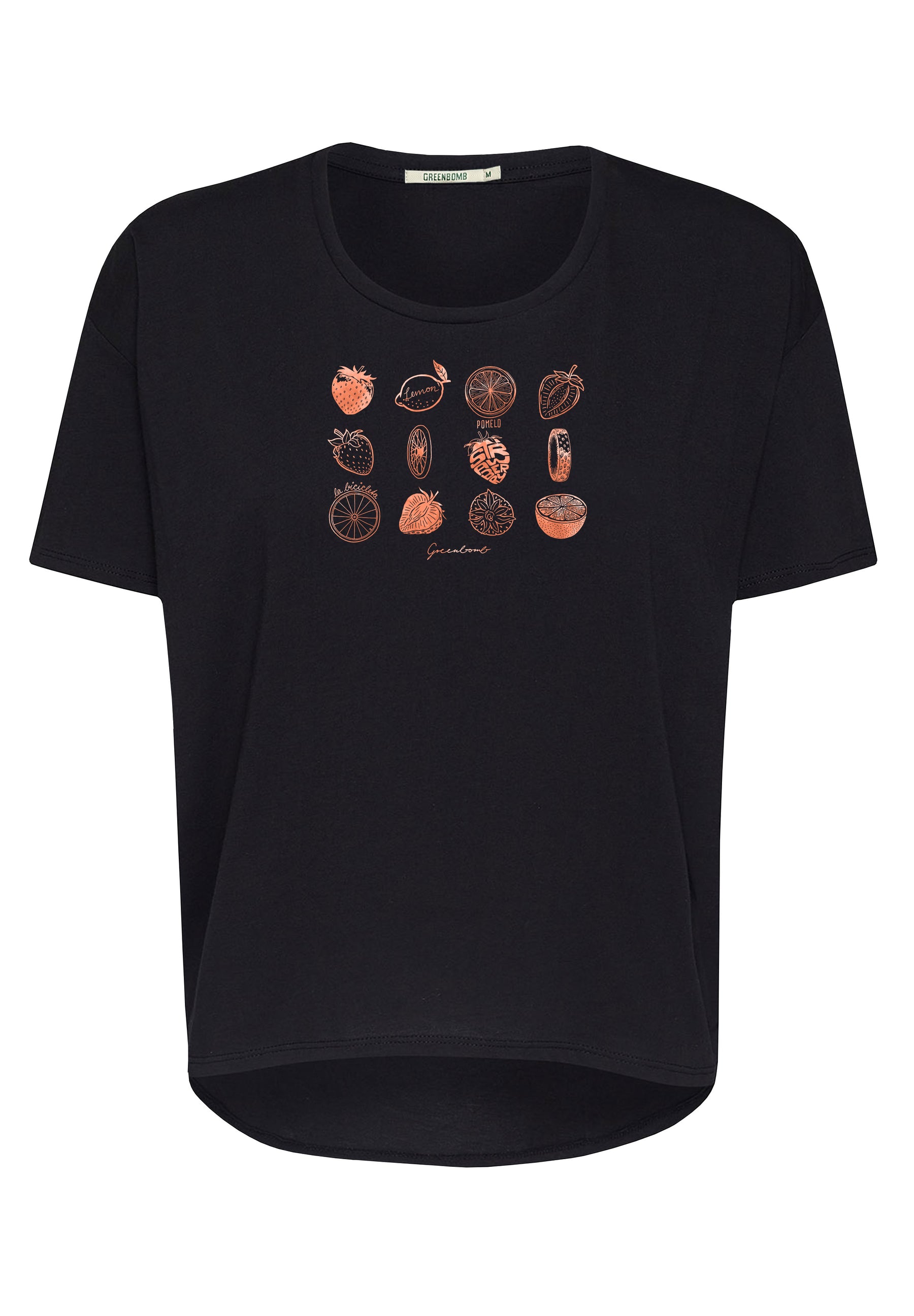 Black: Lässiges T-Shirt aus Bio-Baumwoll Mix für Damen [17048]